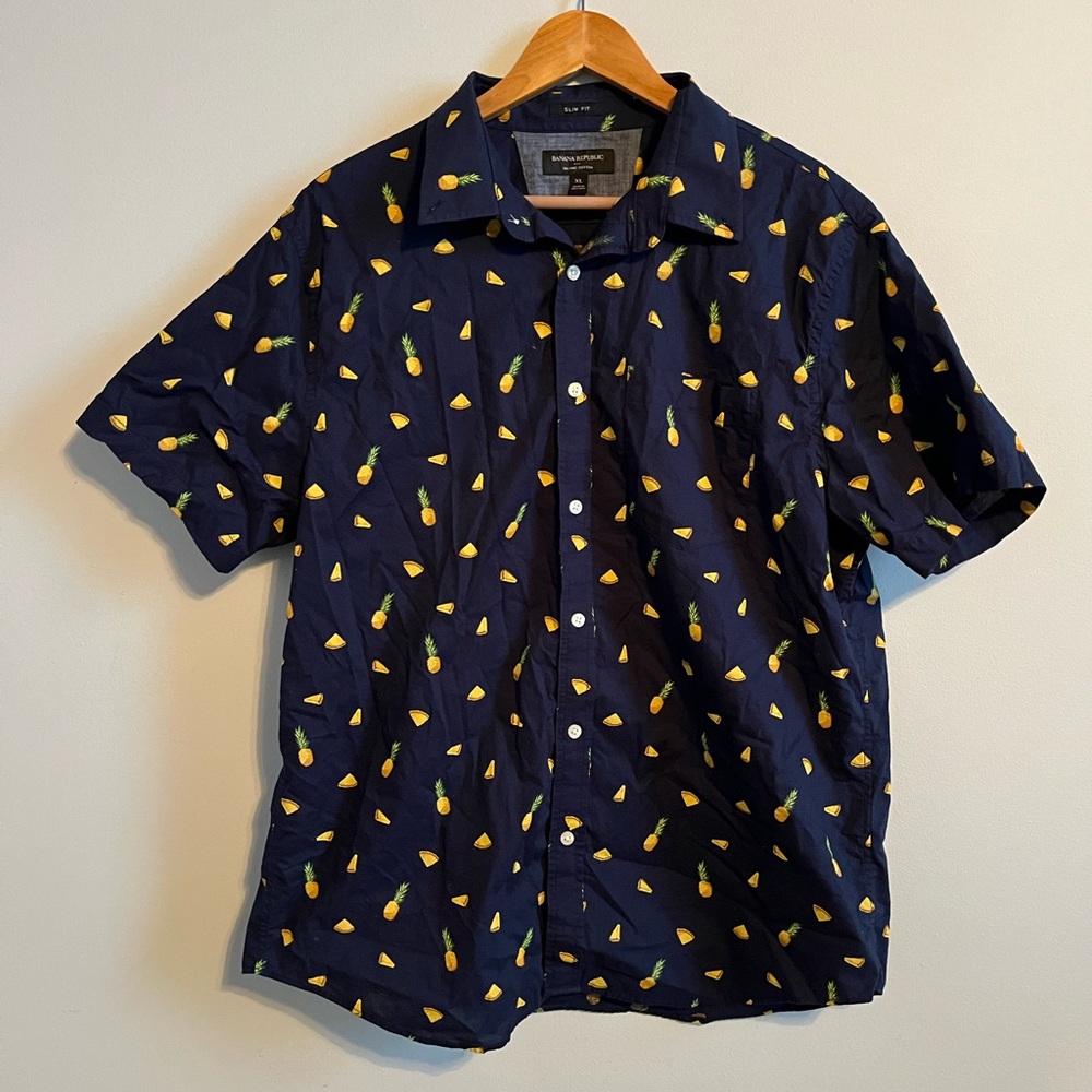 Banana Republic Navy Pineapple Print Men's Shirt
